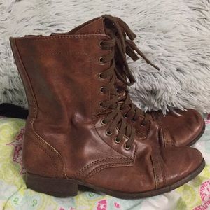 Cognac Combat Boots